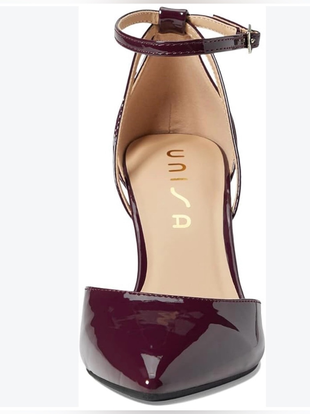 Unisa Women's Burgundy Patent Pointed-Toe Ankle-Strap Pump